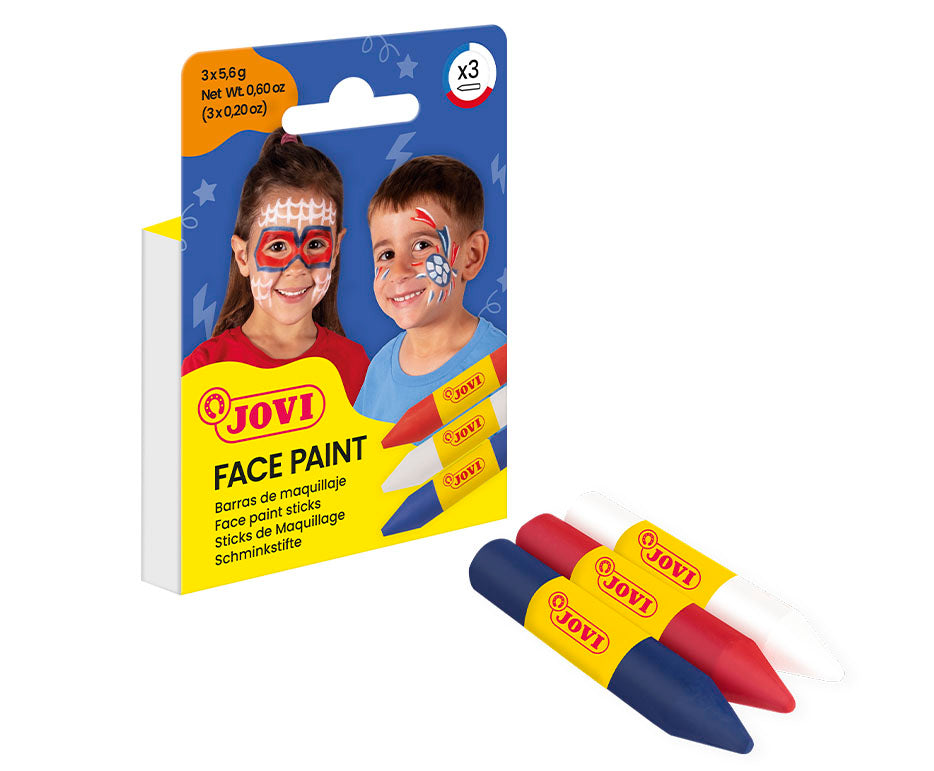 JOVI schminkstiften 3 × 5,6 g, wit, rood en blauw