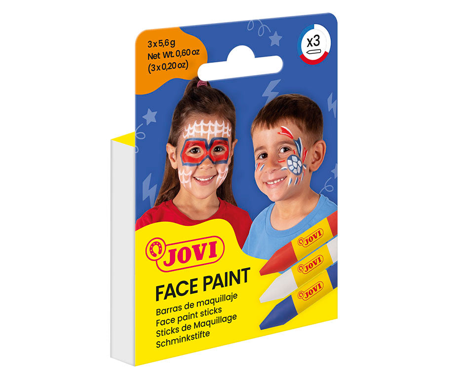 JOVI schminkstiften 3 × 5,6 g, wit, rood en blauw