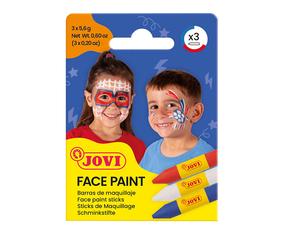 JOVI schminkstiften 3 × 5,6 g, wit, rood en blauw