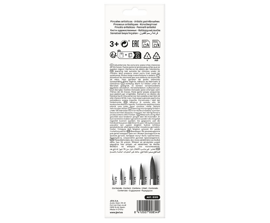 JOVI schoolpenselen rond, set van 5 stuks
