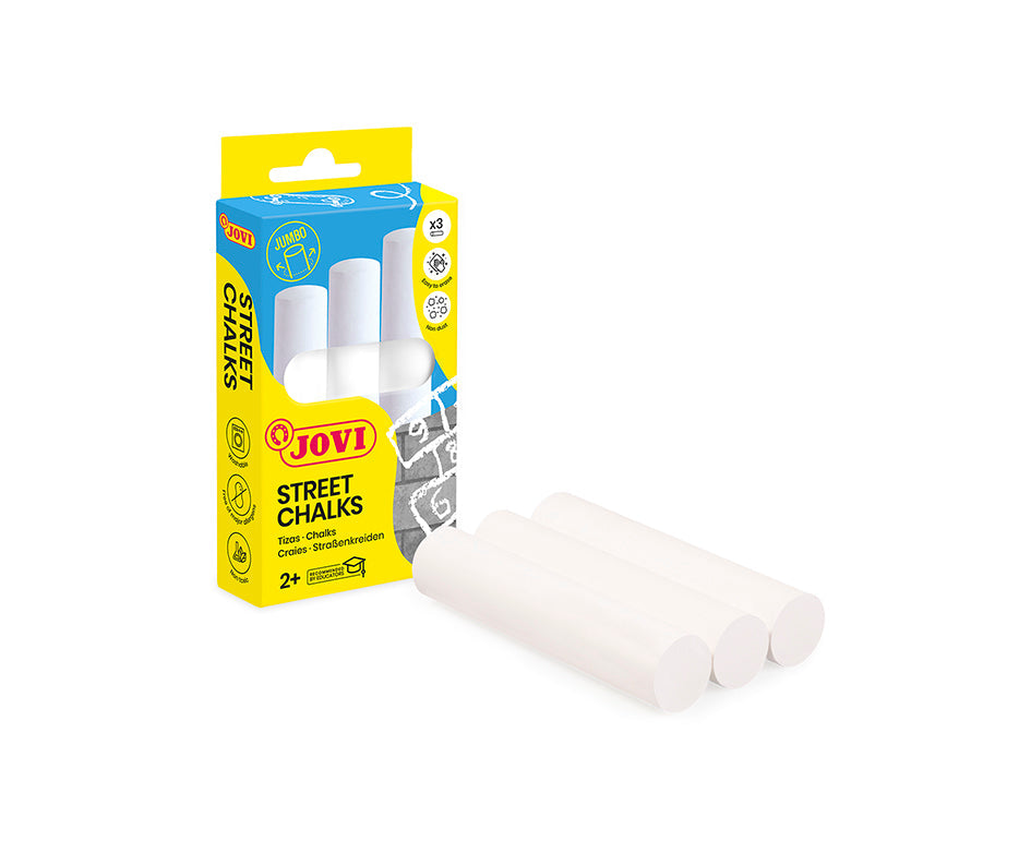 JOVI stoepkrijt jumbo wit, 3 stuks