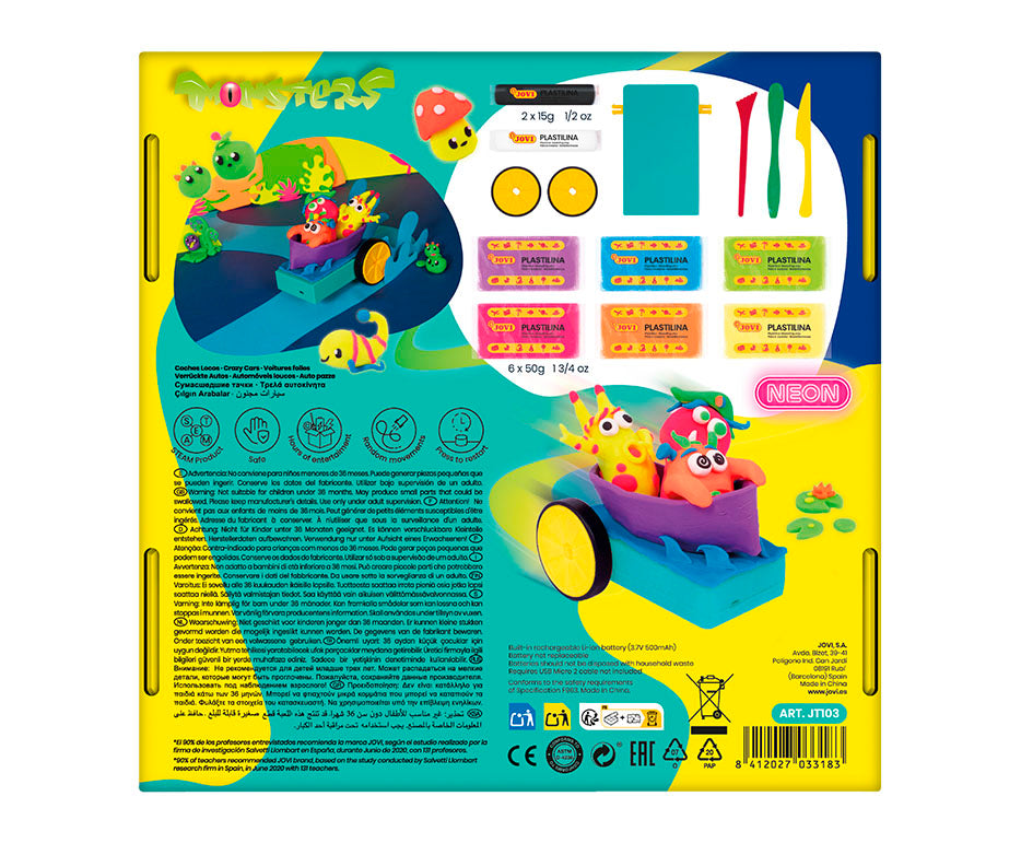 JOVI Tech Crazy Cars Monsters boetseerset, 14-delig
