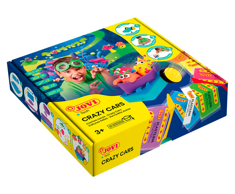 JOVI Tech Crazy Cars Monsters boetseerset, 14-delig