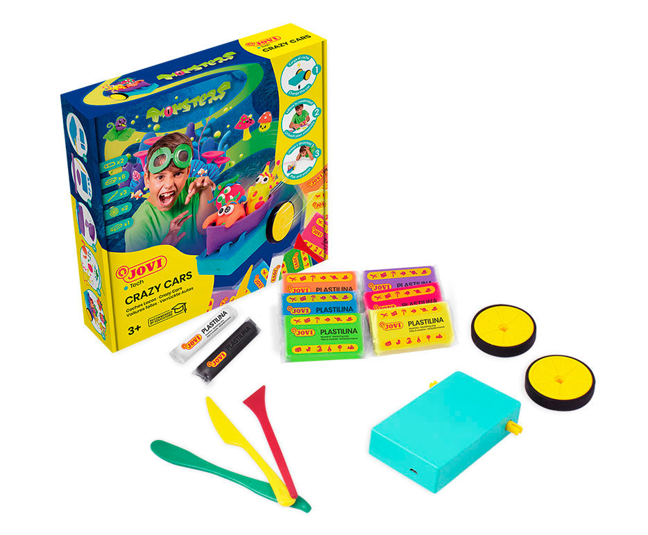 JOVI Tech Crazy Cars Monsters boetseerset, 14-delig