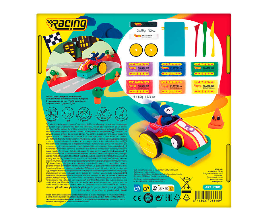JOVI Tech Crazy Cars Race boetseerset, 14-delig