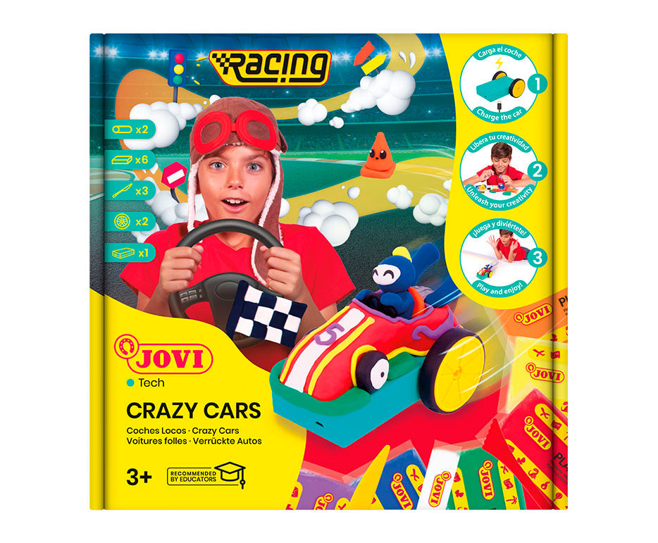 JOVI Tech Crazy Cars Race boetseerset, 14-delig