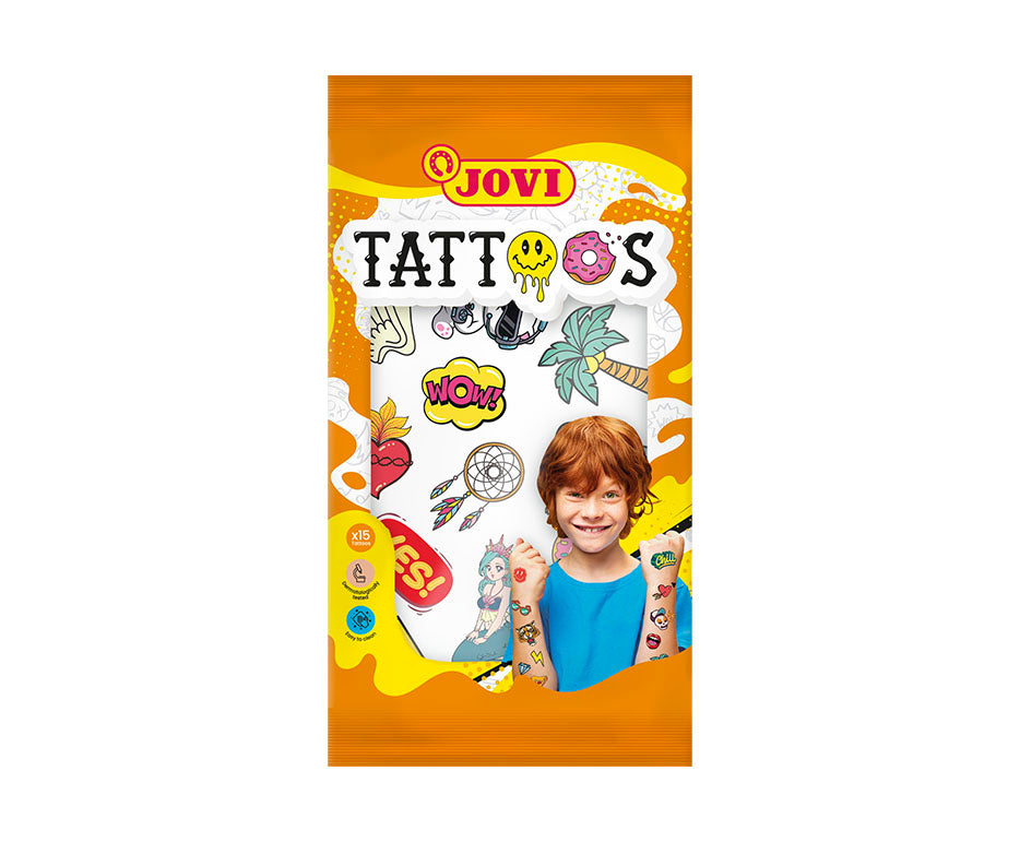 JOVI tijdelijke tattoos voor kinderen, display met 24 verpakkingen