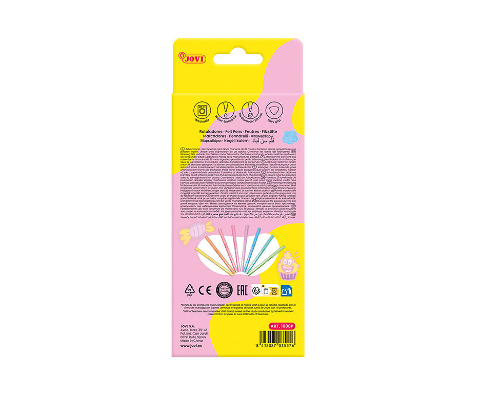JOVI viltstiften pastel 3 mm, set van 8