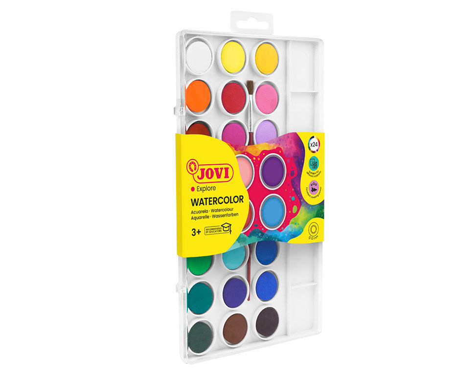 JOVI Watercolor Set 24 pcs with Brush (Diameter 22 mm)