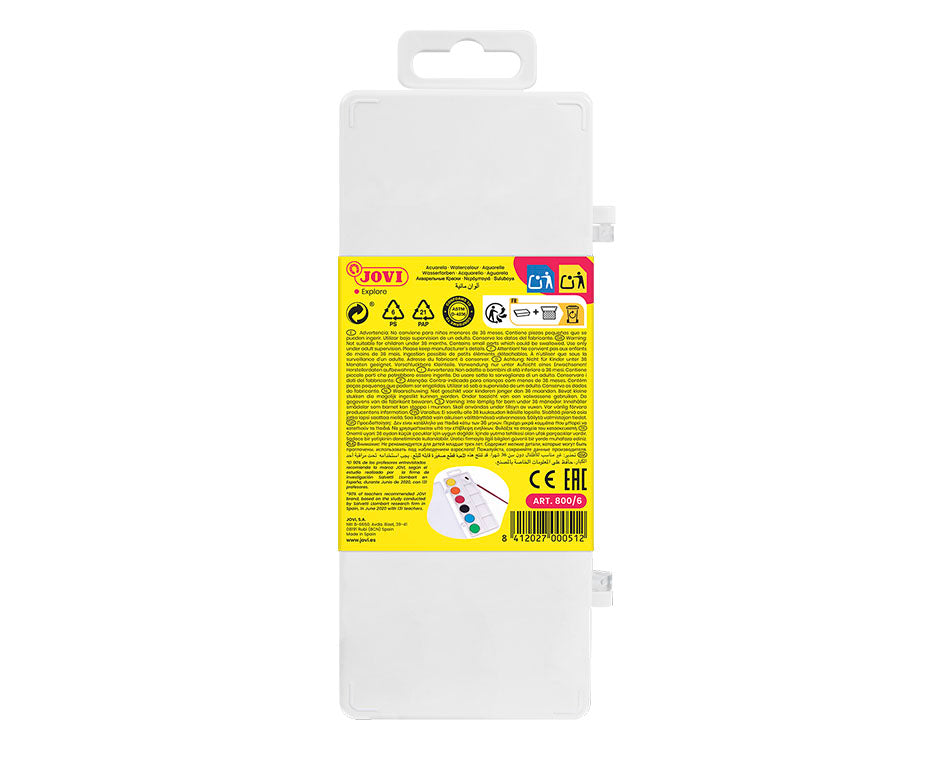 JOVI waterverf Ø 22 mm, 6 napjes met penseel