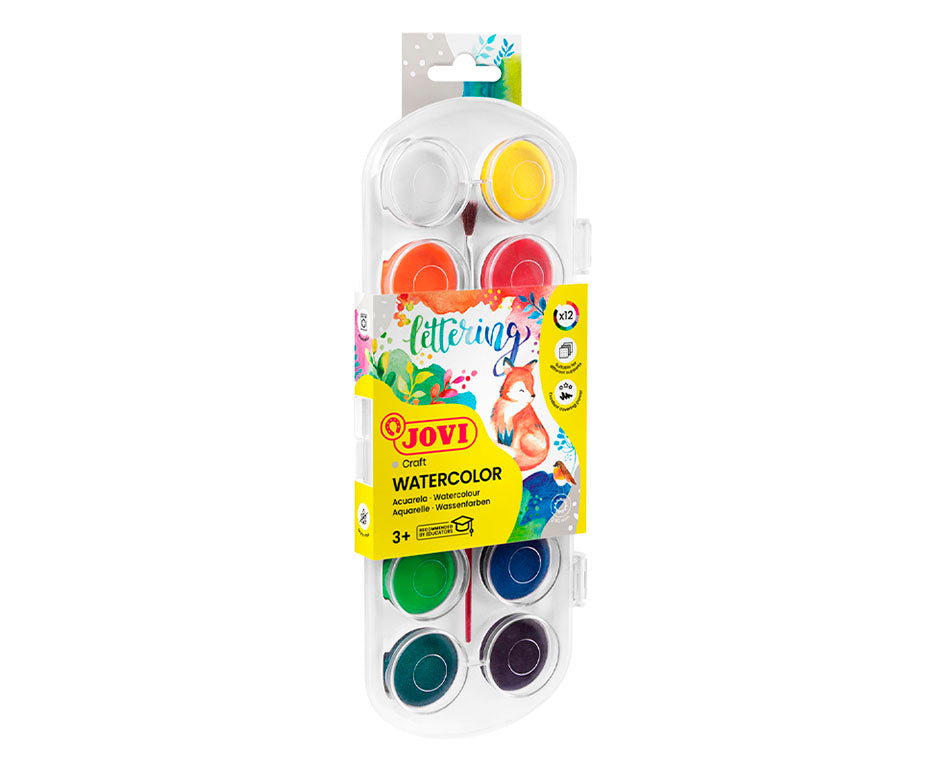 JOVI waterverf Ø 30 mm, 12 napjes met penseel
