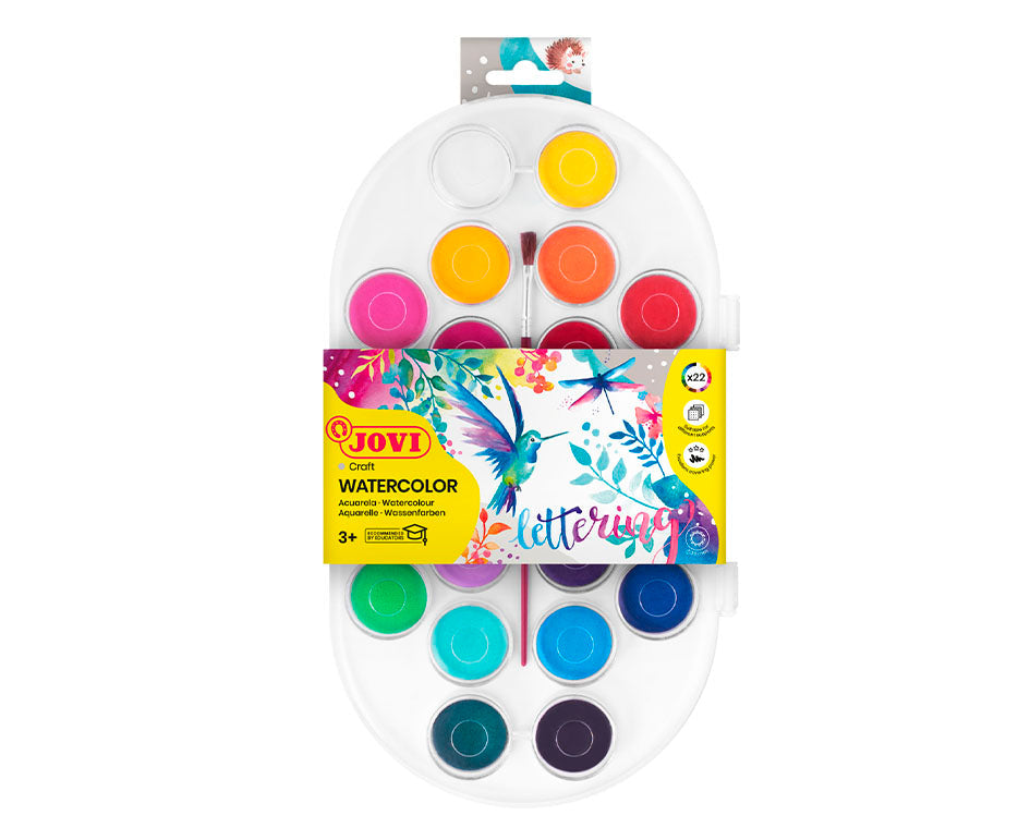 JOVI waterverf Ø 30 mm, 22 napjes met penseel
