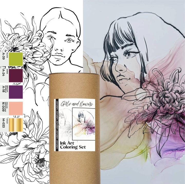 Kamenskaya Ink Set 'Girls and Flowers'