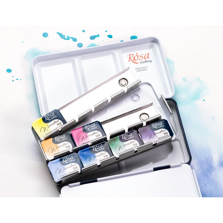 Metalen aquarelverfdoos ROSA Gallery indigo, 12 napjes – afbeelding 2