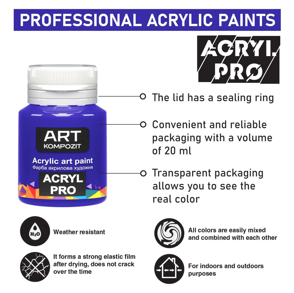 Kompozit ACRYL PRO Acrylic Paint Set, 9x20 ml