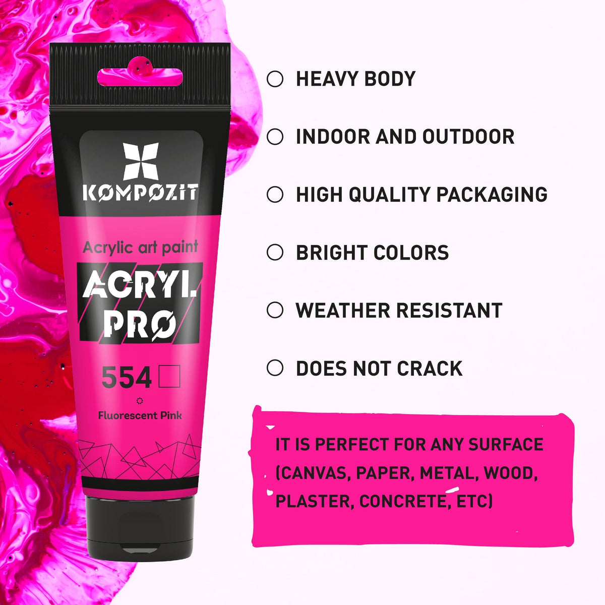 Kompozit ACRYL PRO ART Fluorescent Acrylic Paint 75 ml