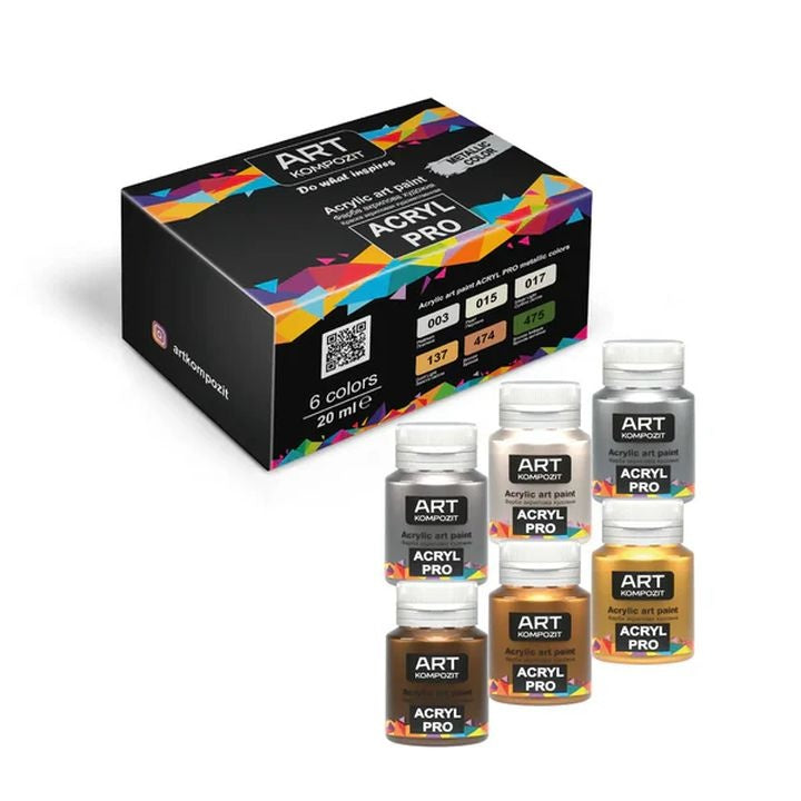 Kompozit ACRYL PRO Metallic Acrylic Paint Set, 6 x 20 ml