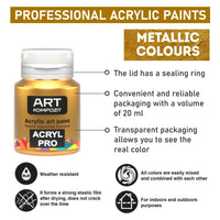 Kompozit ACRYL PRO Metallic Acrylic Paint Set, 9 x 20 ml