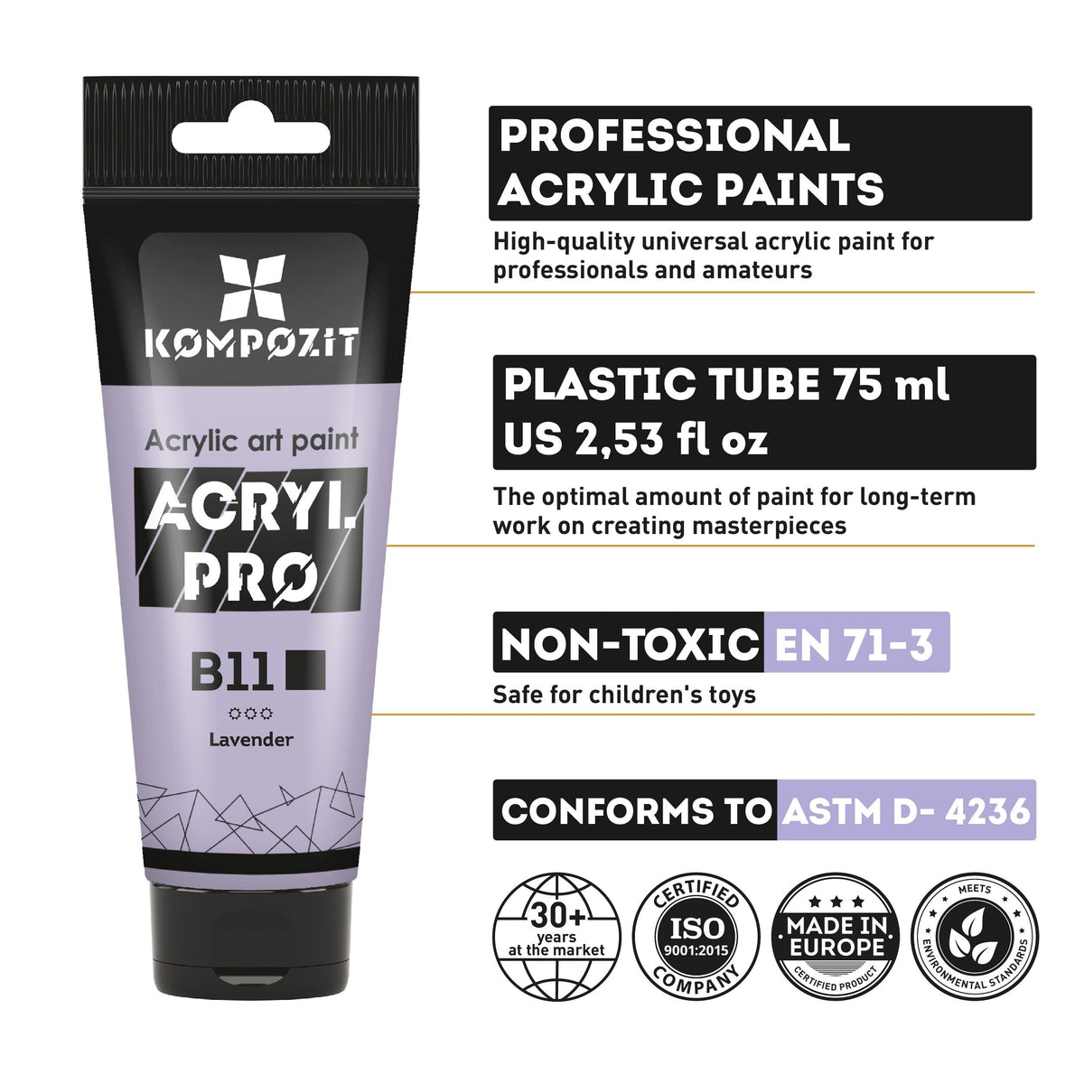 Kompozit ACRYL PRO ART pastel acrylverf, tube 75 ml – afbeelding 4