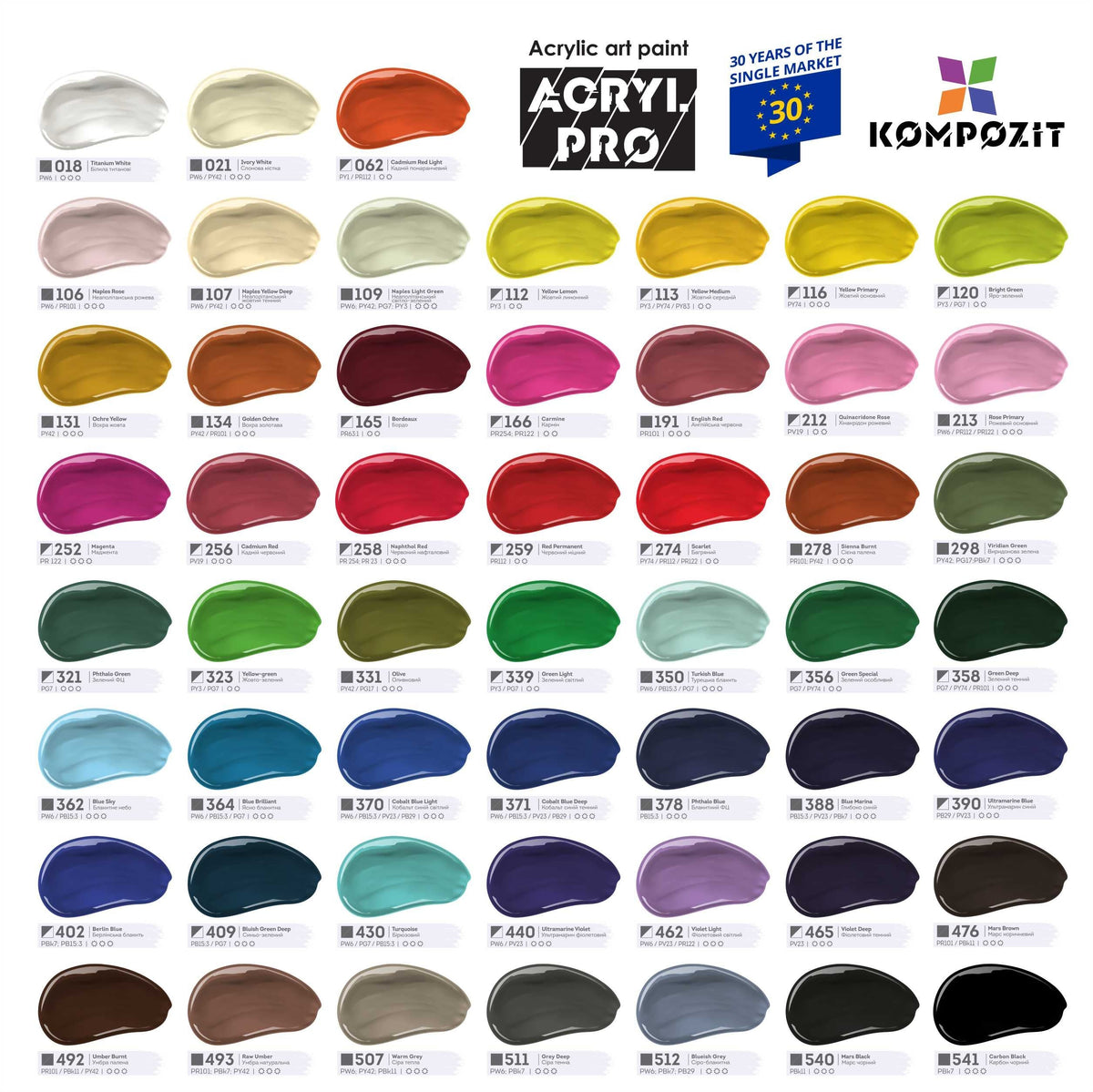 Kompozit ACRYL PRO Set of Acrylic Paints Box, 73 x 75 ml