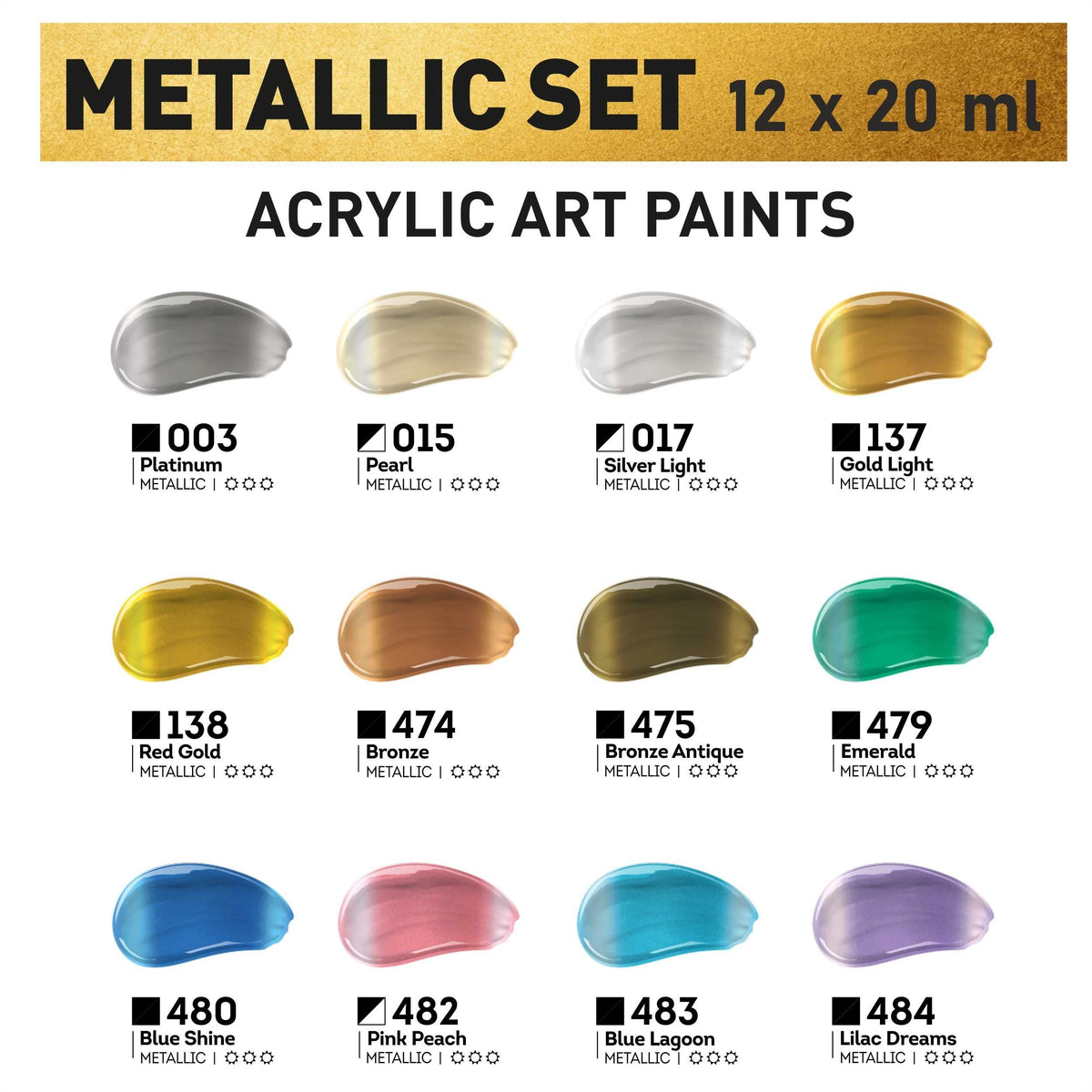 Kompozit ACRYL PRO metallic acrylverfset 12 × 20 ml – afbeelding 2