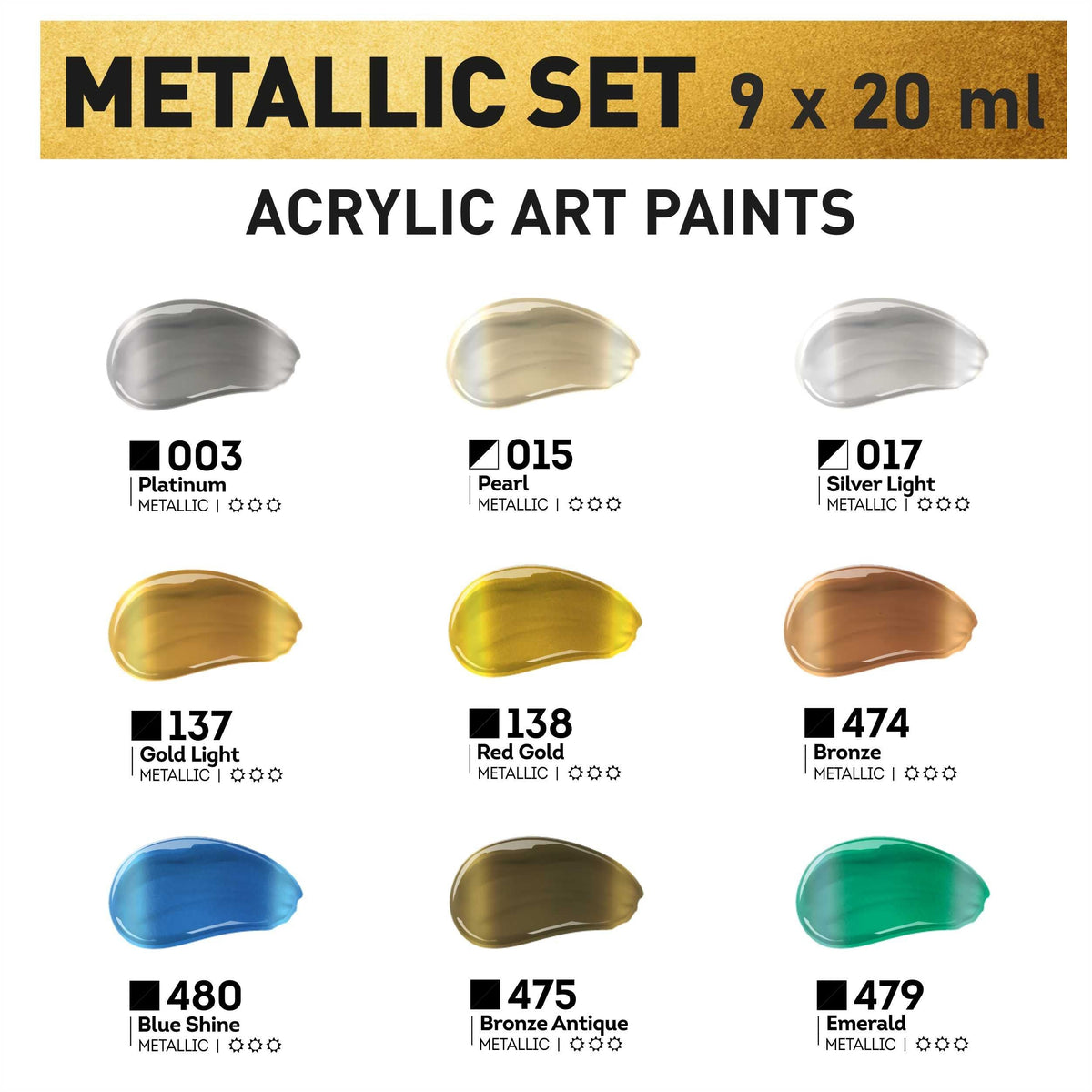 Kompozit ACRYL PRO metallic acrylverfset 9 × 20 ml – afbeelding 2