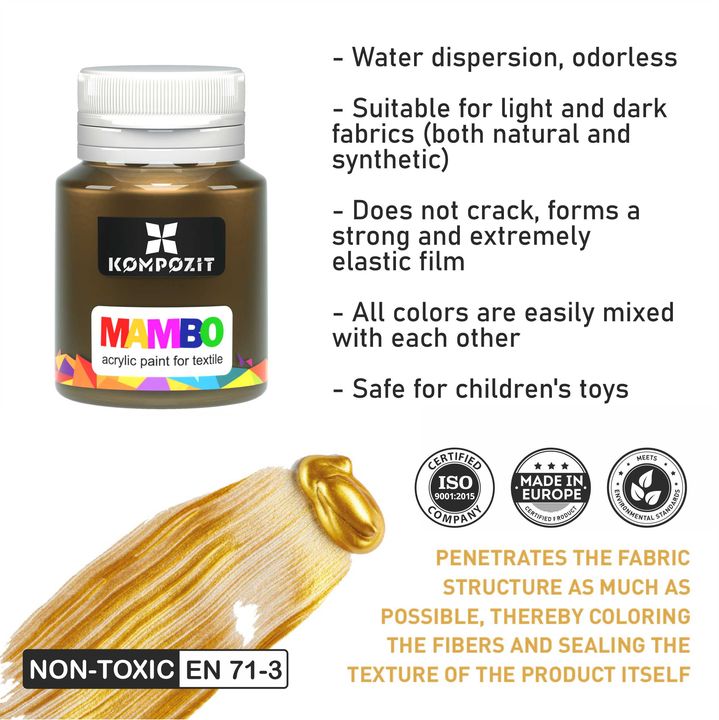 Kompozit MAMBO Metallic Fabric and Leather Paint Set, 9x20 ml — image 4