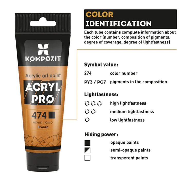 Kompozit Metallic Acrylic Paint ACRYL PRO ART 75 ml | various shades — image 2