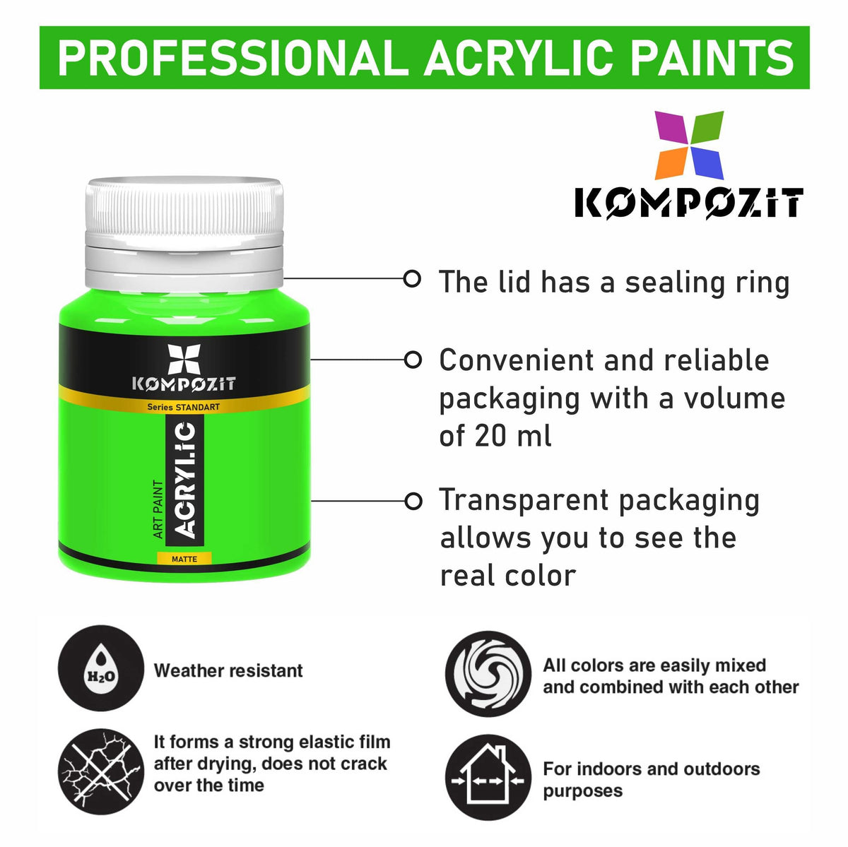 Kompozit STANDART Fluorescent acrylverf 20 ml – afbeelding 2