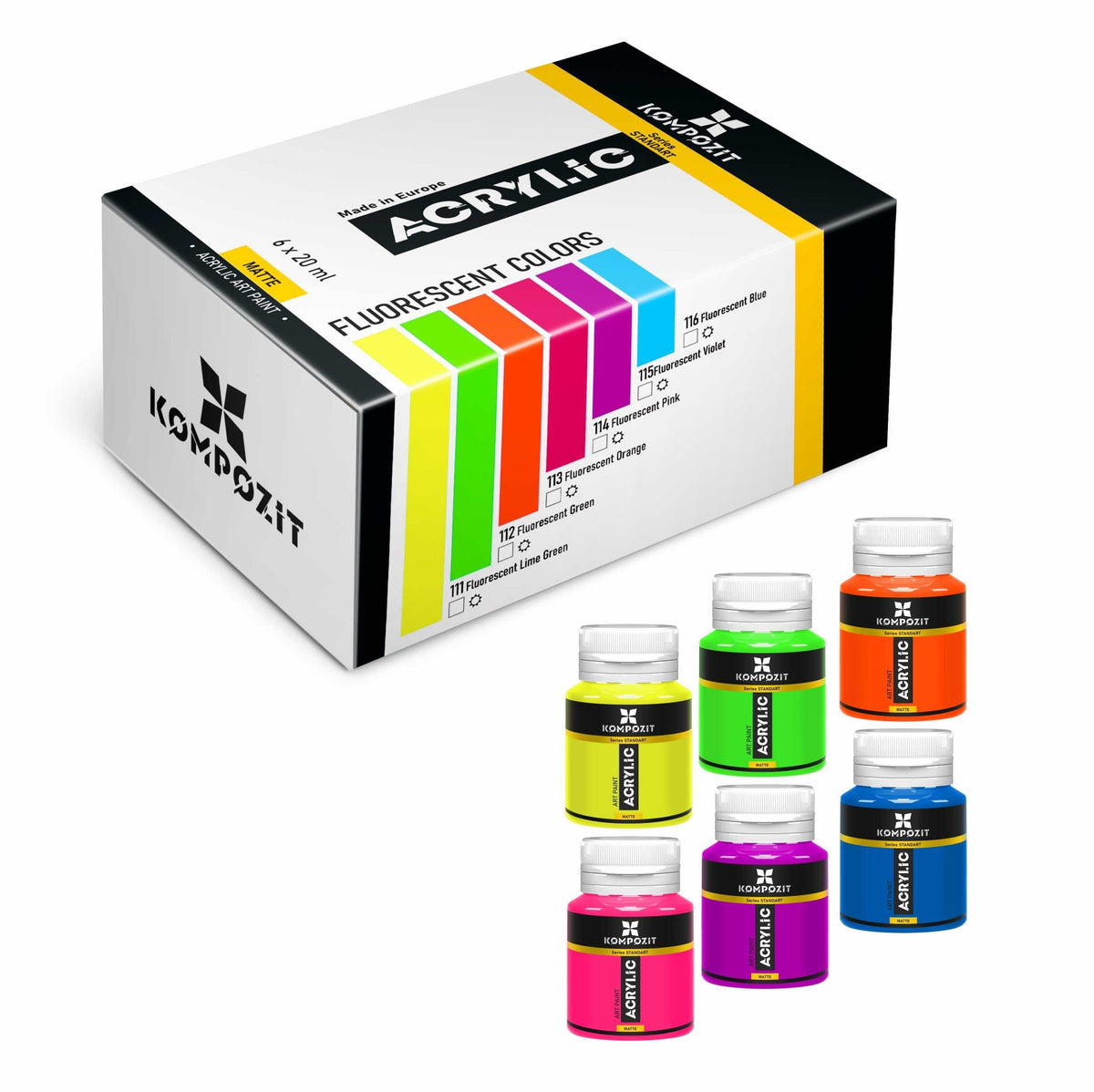 Kompozit STANDART acrylverfset fluorescerend 6 × 20 ml