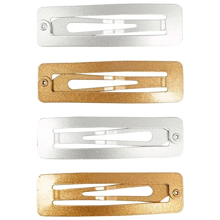 Creativ Company metalen haarclips goud en zilver, 4 stuks