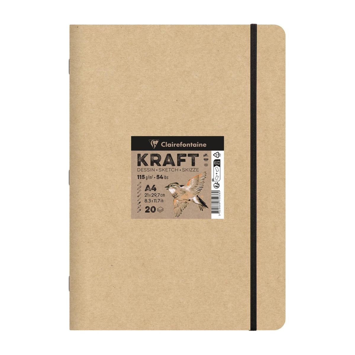 Kraftpapierblok Clairefontaine 115 g/m², 20 vel, A5–A4