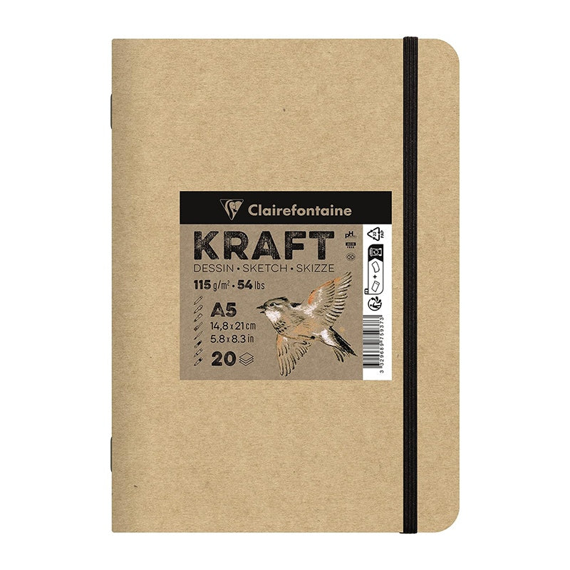Kraftpapierblok Clairefontaine 115 g/m², 20 vel, A5–A4