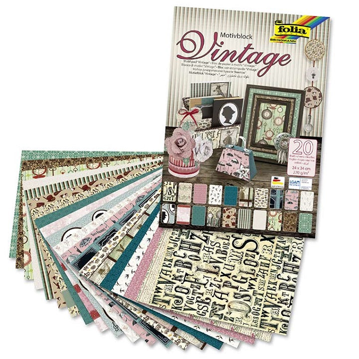 Folia Vintage II scrapbookpapier 24 × 34 cm, 20 vellen