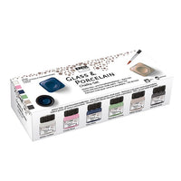 Kreul krijtverf voor glas en porselein, set 6 × 20 ml + penseel