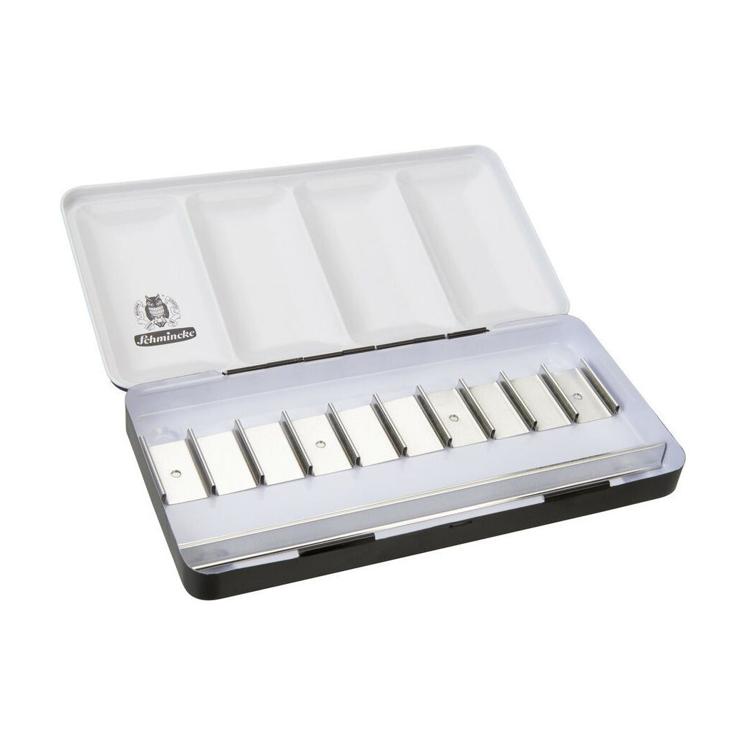 Lege metalen doos Schmincke voor 10 tubes van 15 ml