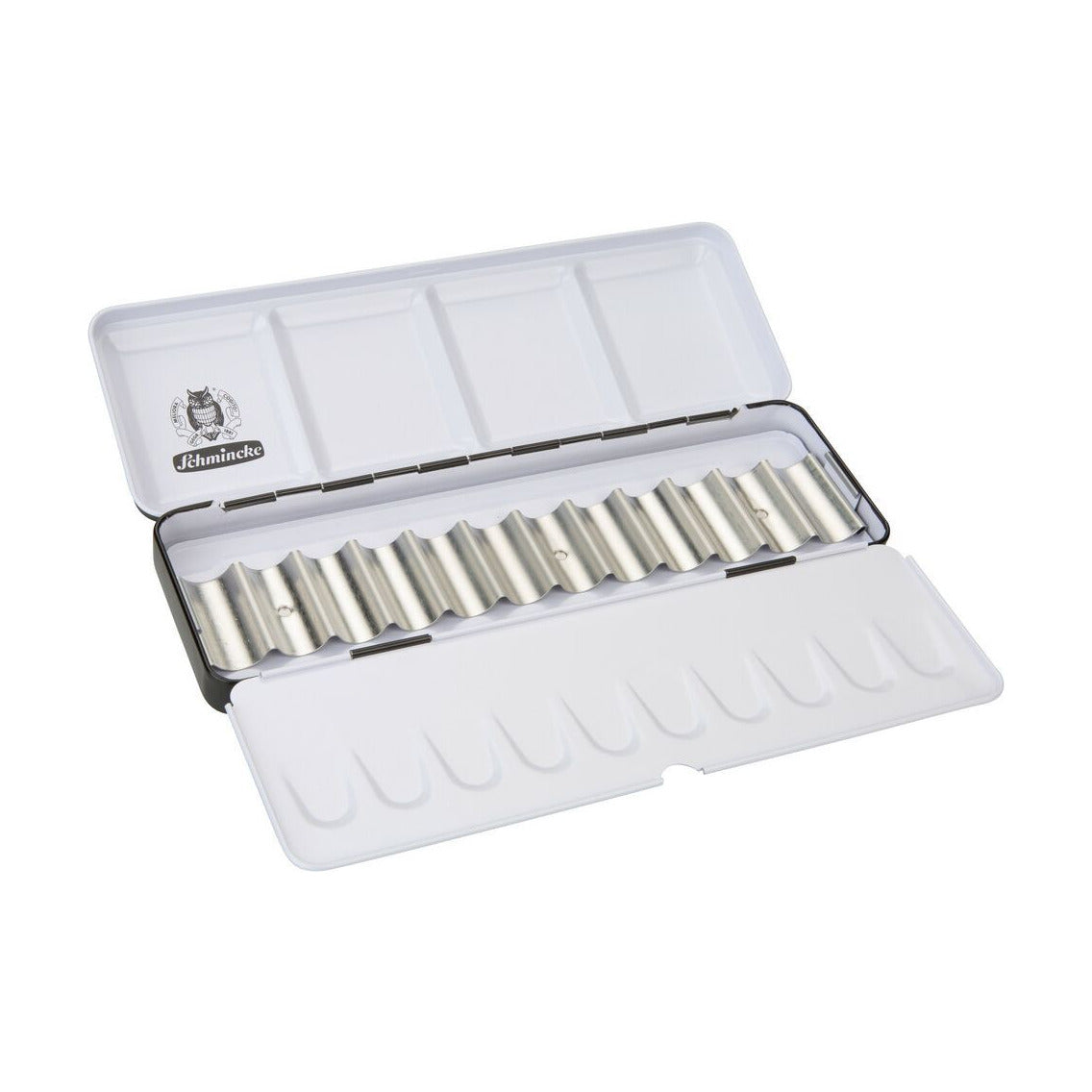 Lege metalen doos Schmincke voor 12 tubes van 5 ml
