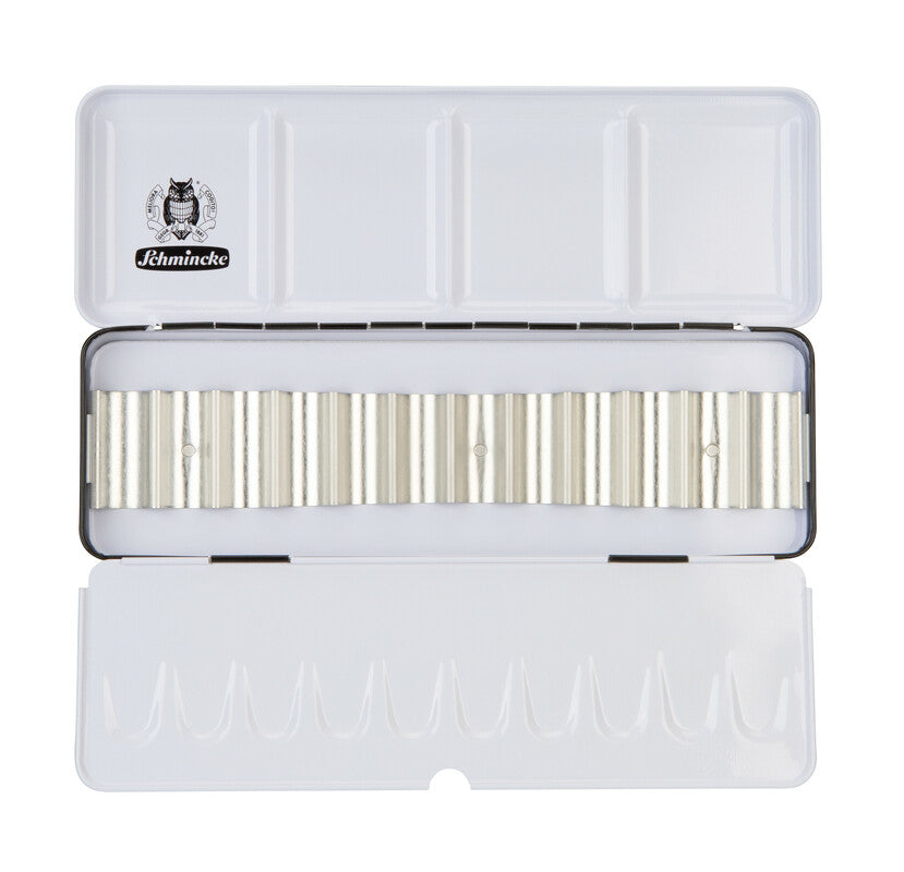 Lege metalen doos Schmincke voor 12 tubes van 5 ml
