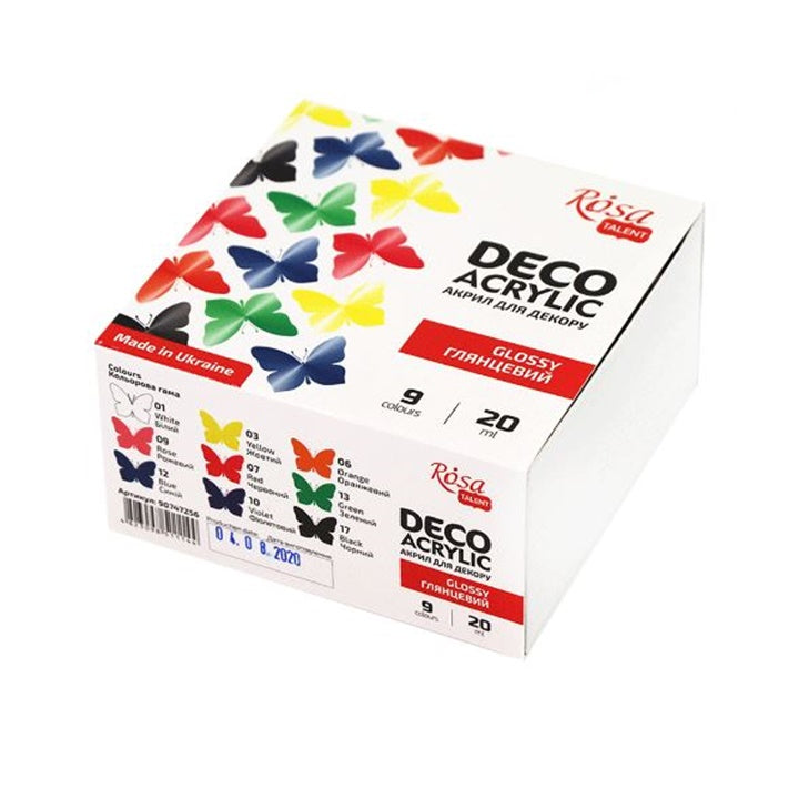 ROSA Talent Deco glanzende acrylverf, set 9 × 20 ml