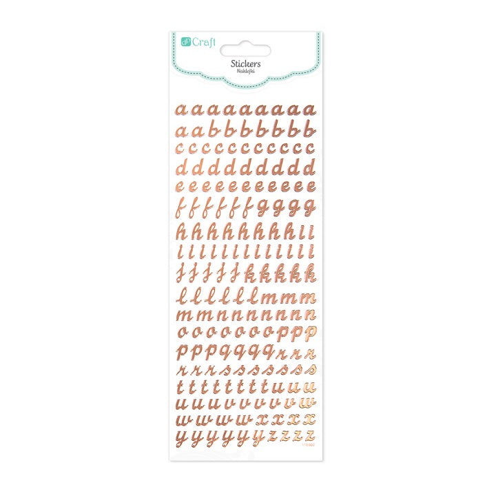 DP Craft glanzende alfabetstickers kleine letters, goud, 168 stuks