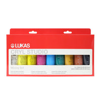 LUKAS Cryl Studio acrylverfset 9 × 100 ml – Basiskleuren om te mengen