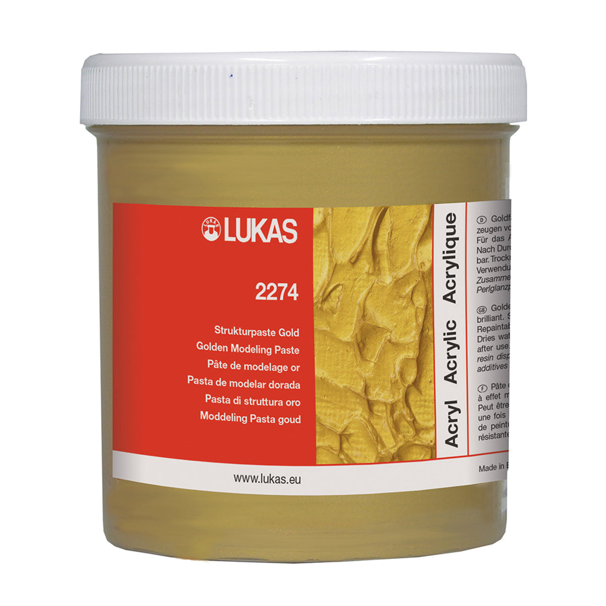 LUKAS metallic structuurpasta 250 ml – Goud