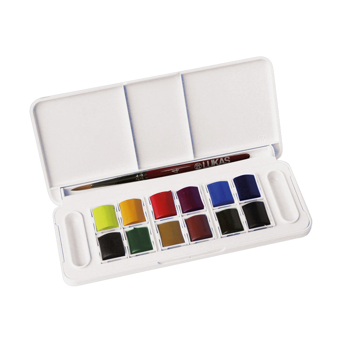 LUKAS Studio aquarelverfset, 12 halve napjes in kunststof doosje