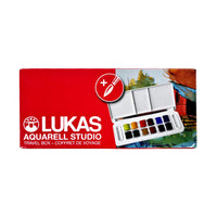 LUKAS Studio aquarelverfset, 12 halve napjes in kunststof doosje