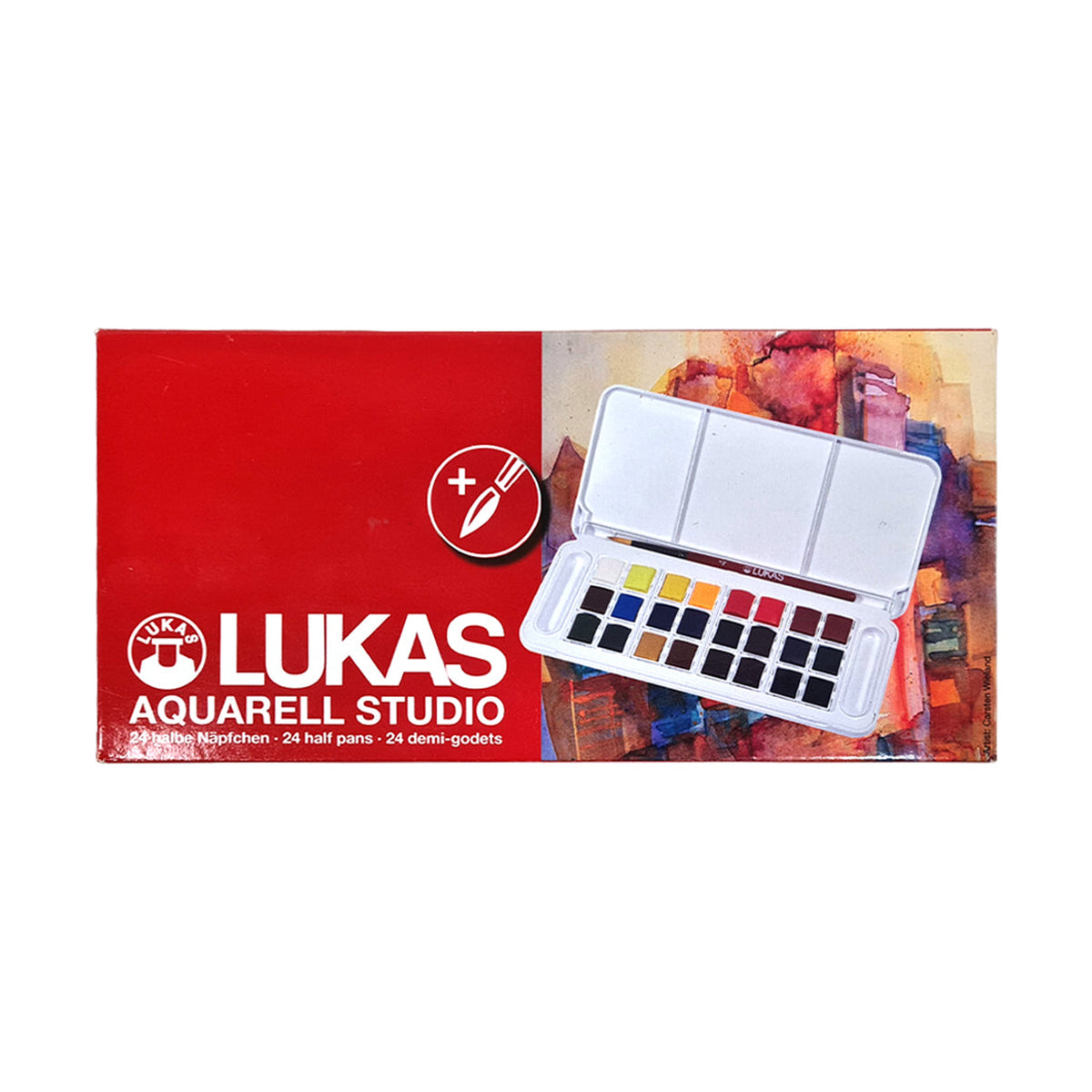 LUKAS Studio aquarelverfset, 24 halve napjes in doos