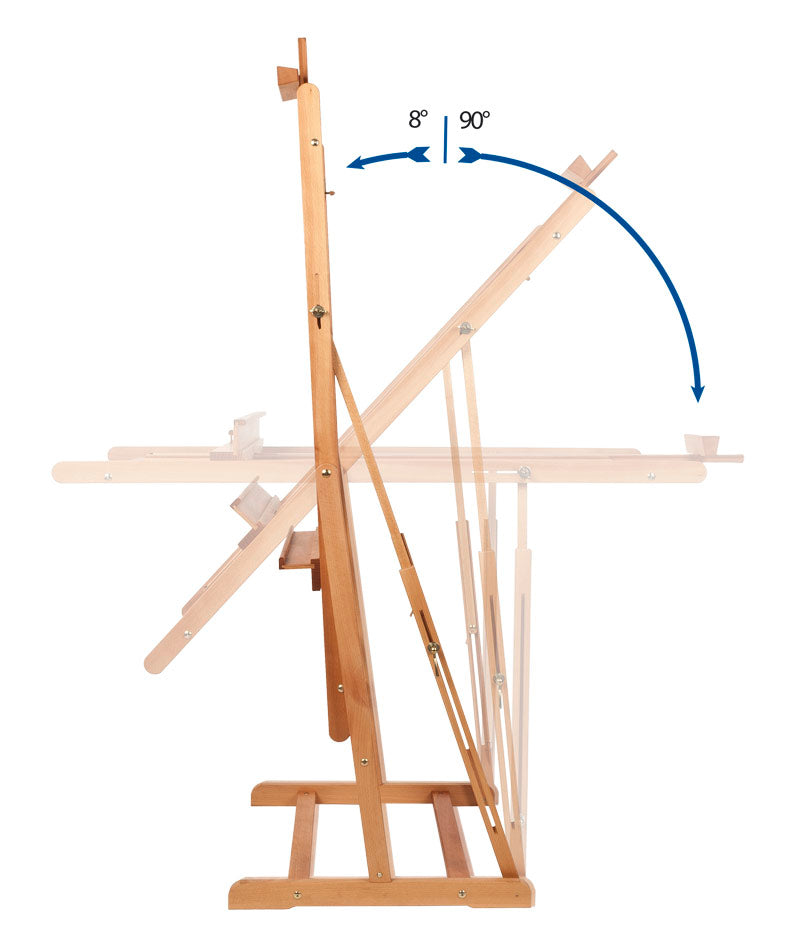 MABEF atelierezel ombouwbaar tot tafel, doeken tot 180 cm