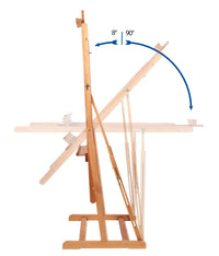 MABEF atelierezel ombouwbaar tot tafel, doeken tot 180 cm