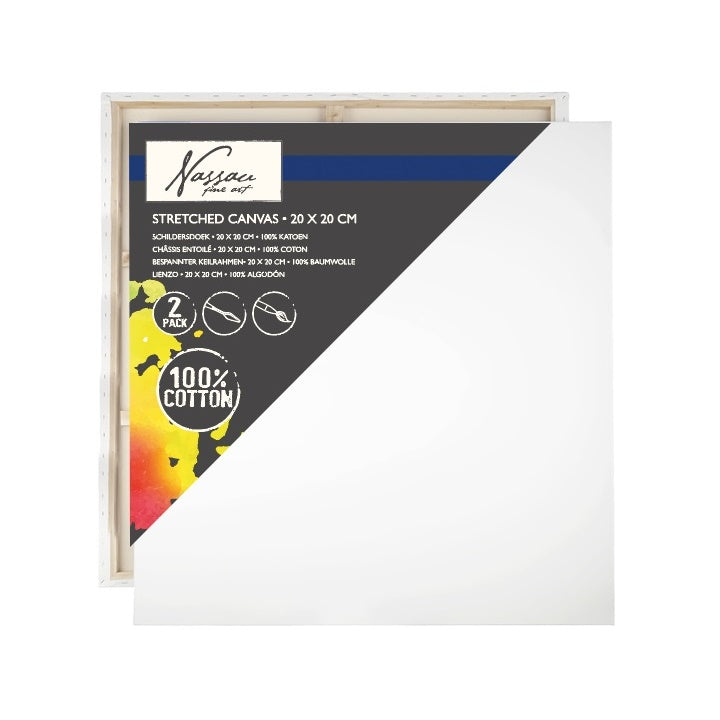 Nassau Hobby schildersdoek op spieraam 20 × 20 cm, 2 stuks