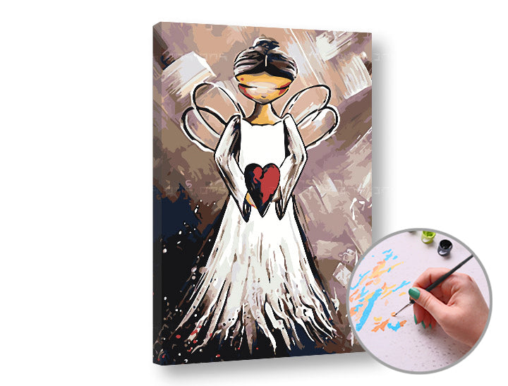 Schilderen op nummer ARTMiE Engel met hart 60 × 40 cm – afbeelding 2