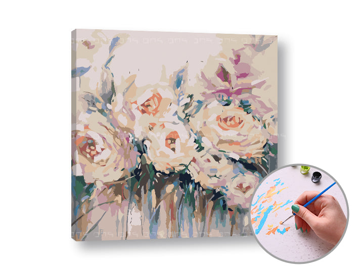 Schilderen op nummer ARTMiE Witte bloemen 50 × 50 cm